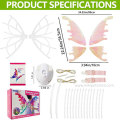 Electric Fairy Wings Costume – Light Up Butterfly Wings for Humans & Pets, LED Magic Wings for Medium/Large Dogs