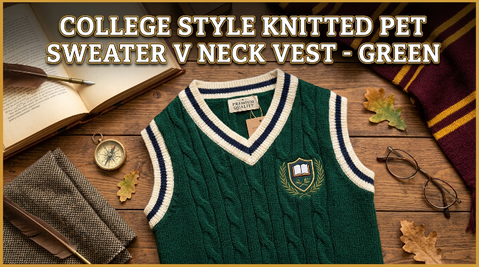 College Style Knitted Pet Sweater V Neck Vest Green – Best Guide