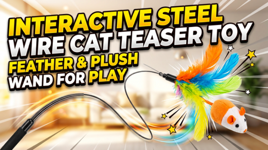Interactive Steel Wire Cat Teaser Toy 2026  Feather & Plush Wand for Play