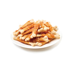Wanpy Oven Roasted Dog Treat Chicken Jerky & Calcium Bone Twists 100gm