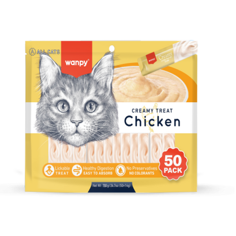 Wanpy Creamy Treat Chicken Lickable Cat Treat 50 Pack 14g