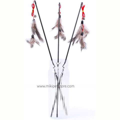 Feather Elastic Cat Toy Teaser Stick with Bell