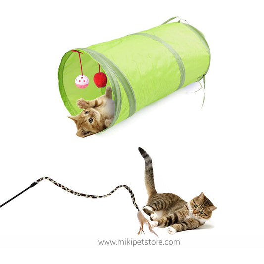 21 Piece Cat Toy Assortment – Catnip Toys, 2-Way Tunnel, Feather Teaser, Mice, Balls & Bells for Cats, Kittens & Puppies