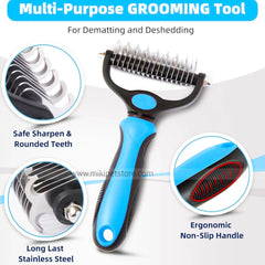 Pet Grooming Brush, Stainless Steel Comb for Removing Mats, Tangles from Dogs, Cats