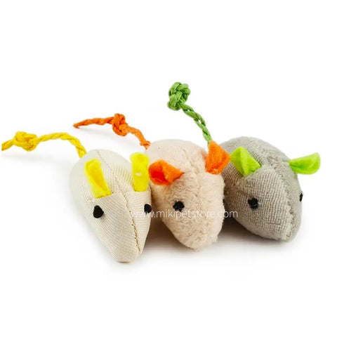 Interactive Plush Fur Mouse Cat Toy Set 3pcs