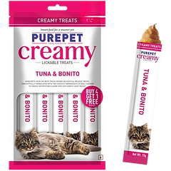Purepet Creamy Cat Treat Tuna & Bonito Flavor 75g (5 x 15g) – Lickable Cat Snack
