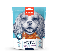 Wanpy Oven Roasted Dog Treat Chicken Jerky & Calcium Bone Twists 100gm