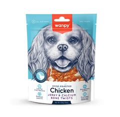 Wanpy Oven Roasted Dog Treat Chicken Jerky & Calcium Bone Twists 100gm