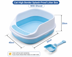 Cat High Border Splash Proof Litter Box with Shovel
