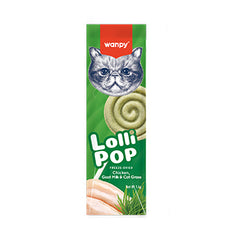Wanpy Freeze Dried Swirlpop Cat Treat Chicken, Goat Milk & Cat Grass 1.4gm