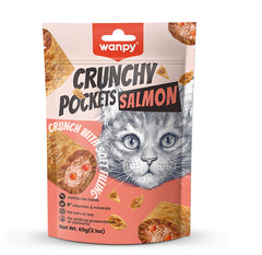 Wanpy Crunchy Pockets Salmon Crunch with Soft Filing Cat Treat 60gm