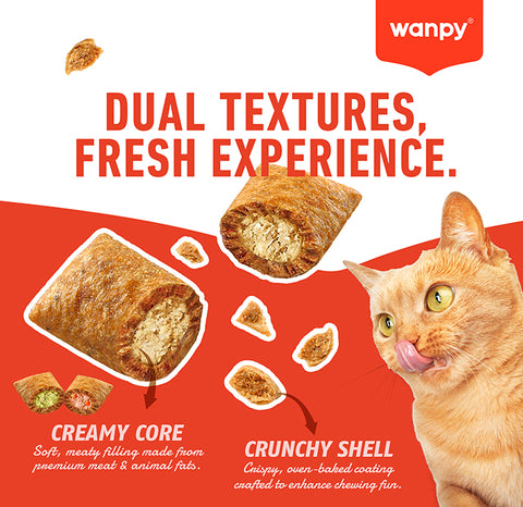 Wanpy Crunchy Pockets Catnip Crunch with Soft Filing Cat Treat 60gm
