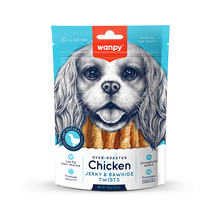 Wanpy Oven Roasted Dog Treat Chicken Jerky & Rawhide Twists 100gm
