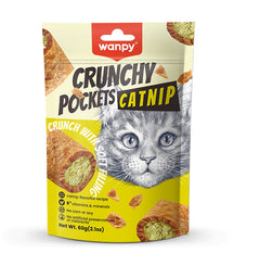 Wanpy Crunchy Pockets Catnip Crunch with Soft Filing Cat Treat 60gm