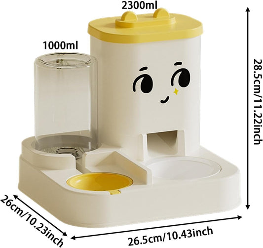 Food and Water Dispenser for Cats  2-in-1 Pet Water Feeder  Large Capacity