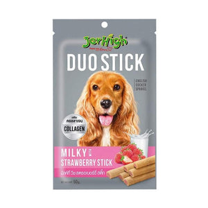Jerhigh Treats Duo Stick Milky Strawberry Stick 50g