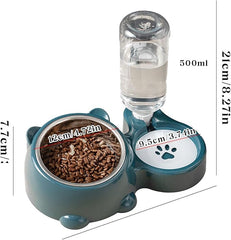 Double Pet Food Feeder Bowl Set Cat Food Dispenser for Cats and Dogs