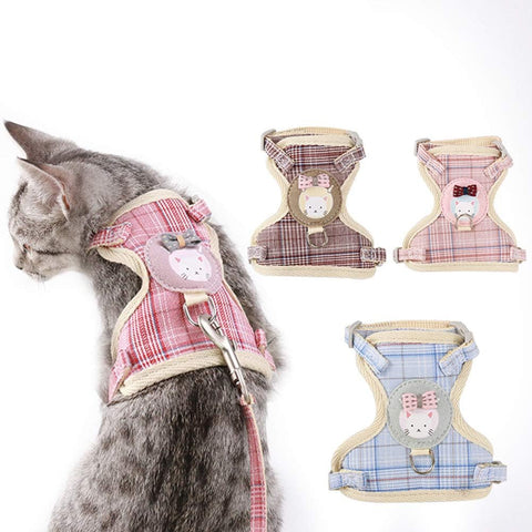 Pet Nylon Mesh Harness and Leash Set for Cats and Dogs  Adjustable Vest Harness