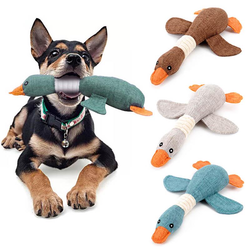 Dog Chew Toys Canvas Stuffed Plush Puppy Pet Squeaky  Dog Toy