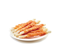 Wanpy Oven Roasted Dog Treat Chicken Jerky & Rawhide Twists 100gm