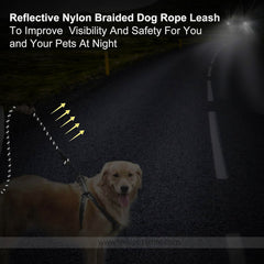 Reflective Nylon Rope Dog Leash – 5 Feet with Padded Handle for Comfort & Control