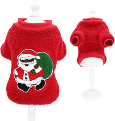 Christmas Fleece Sweatshirt for Pets – Skin-Friendly Warm Cat & Dog Winter Costume