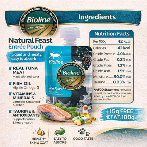 Bioline Natural Feast Entree Pouch Tuna Flavor 85g+15g