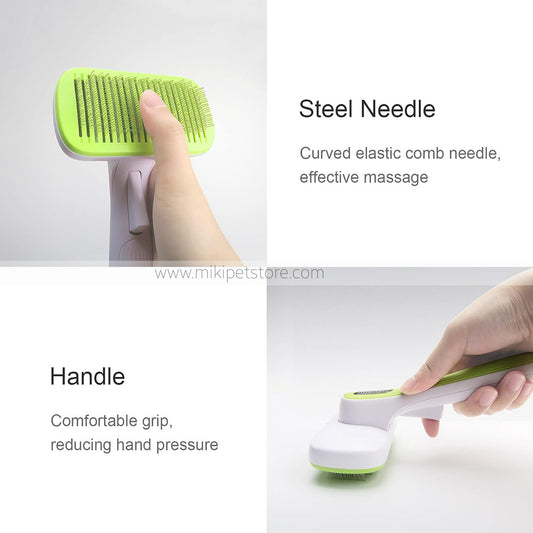 Self-Cleaning Pet Hair Remover Slicker Brush for Dogs & Cats – Comfortable Grip for Undercoat Grooming