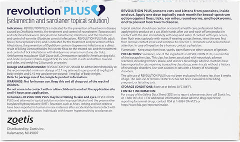 Revolution Plus Spot On (Selamectin and Sarolaner Topical Solution) for Cats 11.1–22 lbs (5.1–10 kg) Green 1 Tube Revolution Plus Spot On