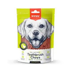 Wanpy All Natural Dog Treat Toothbrush Chews Beef Flavour 100gm