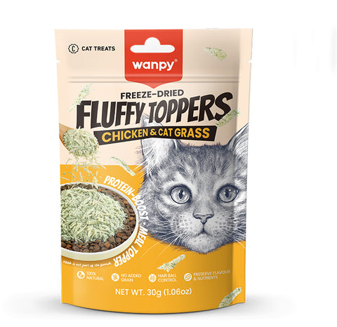 Wanpy Freeze Dried Fluffy Topper Chicken & Cat Grass 30gm