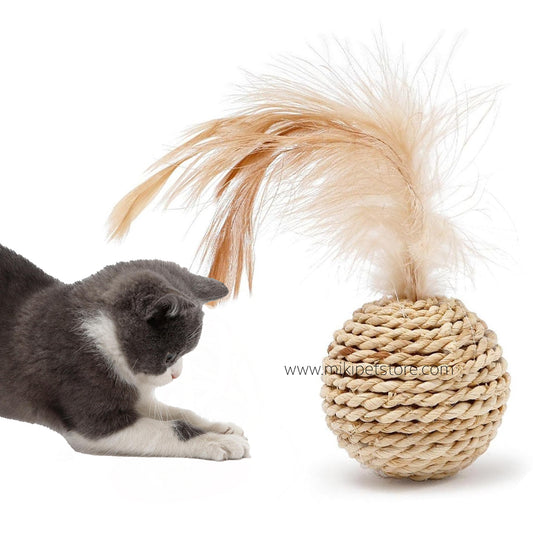 Pet ball Sisal Rope Weave Cat Feather Toy Cat 