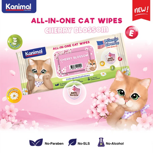 Kanimal Cat Wipes – Cherry Blossom Scent (100 Sheets)