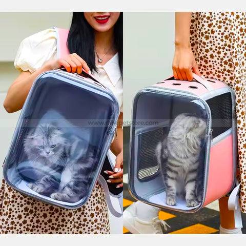 "Cat and dog carrier bag – breathable pet carrier backpack for travel with cats and small dogs, transparent design for outdoor use