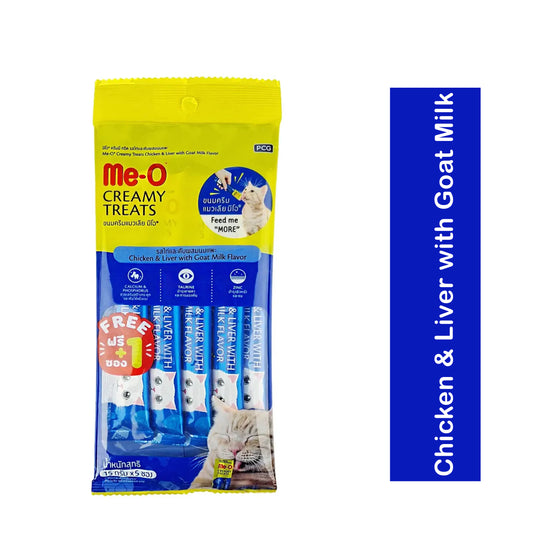 Me-O Creamy Treats – Chicken & Liver with Goat Milk Flavor (15g × 4pcs)
