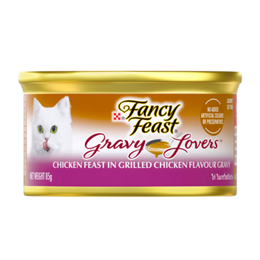 Fancy Feast Wet can Lover Chicken  Feast in Grilled chicken  in gravy 85gm