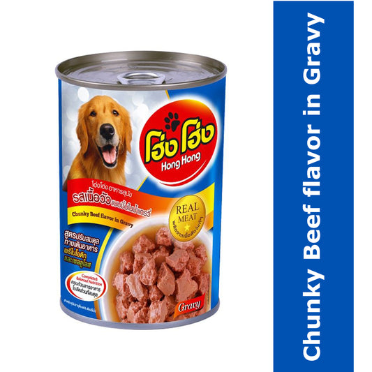 Hong Hong Chunky Beef flavor in Gravy Dog Can Food 400g