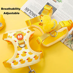 Adjustable Pet Harness with Cute Duckling Design Cat & puppy Leash with Cartoon Duck