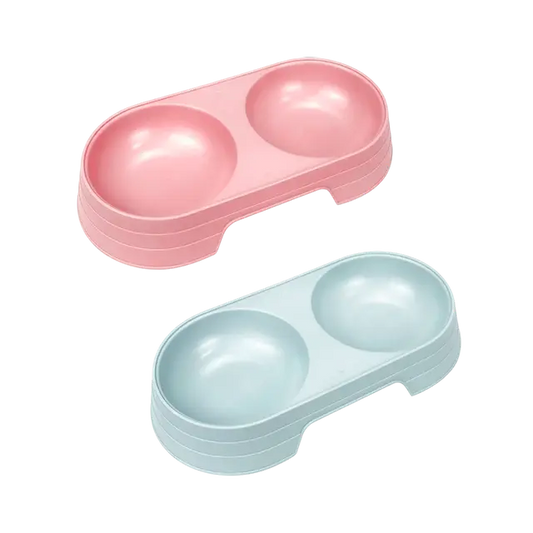 Double-Eye Plastic Bowl for Pets  Food and Water Serving, Durable & Easy to Clean