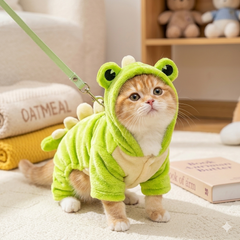 Cozy Dino-Cat Plush Onesie for Cats