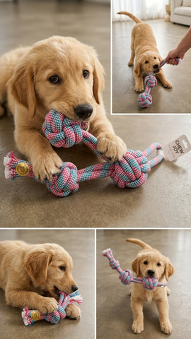 Cotton Rope Knot Dog Chew Toy – Interactive Tug & Dental Play
