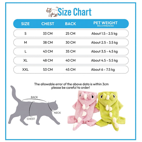 Cozy Dino-Cat Plush Onesie for Cats