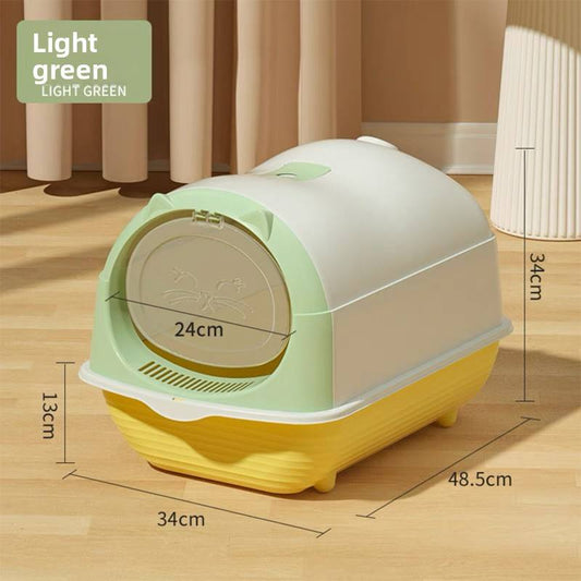 Plastic Enclosed Pets Cat Toilets Portable Indoor Cats Litter Box