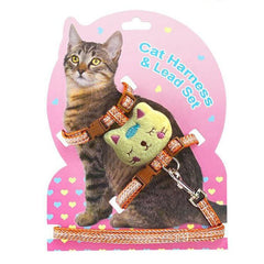Durable Plaid Nylon & Cotton Escape-Proof Pet Harness and Leash Set for Cats & Small Dogs