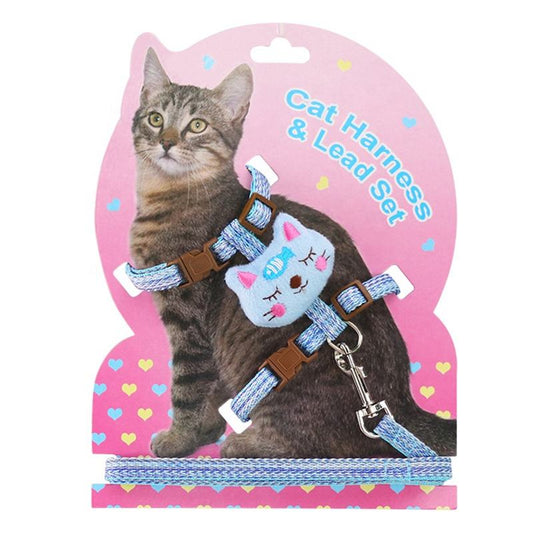 Durable Plaid Nylon & Cotton Escape-Proof Pet Harness and Leash Set for Cats & Small Dogs