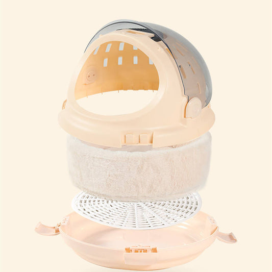 Portable Capsule Design Travel Pet Carrier Hand Bag & Litter box Combo