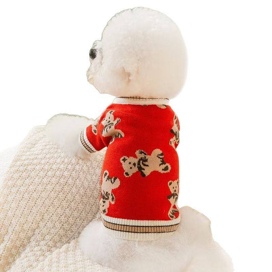 Bear Printed Pet Winter Sweater for Dogs & Cats