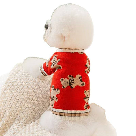 Bear Printed Pet Winter Sweater for Dogs & Cats