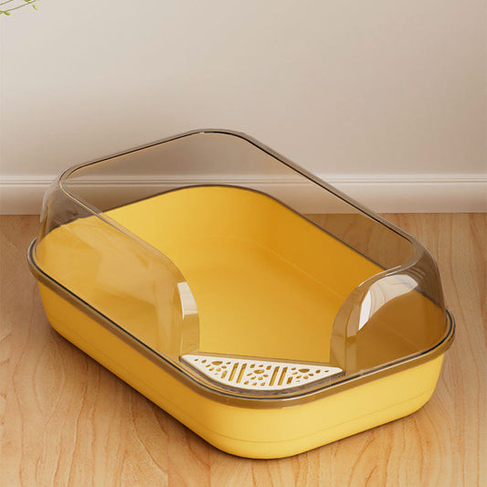 Corner Cut Extra Large Semi-Enclosed Litter Box for Cats