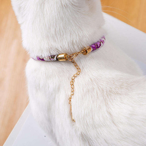 Japanese Style Cat Collar with Bell Solid Pattern Adjustable Necklace for Cats